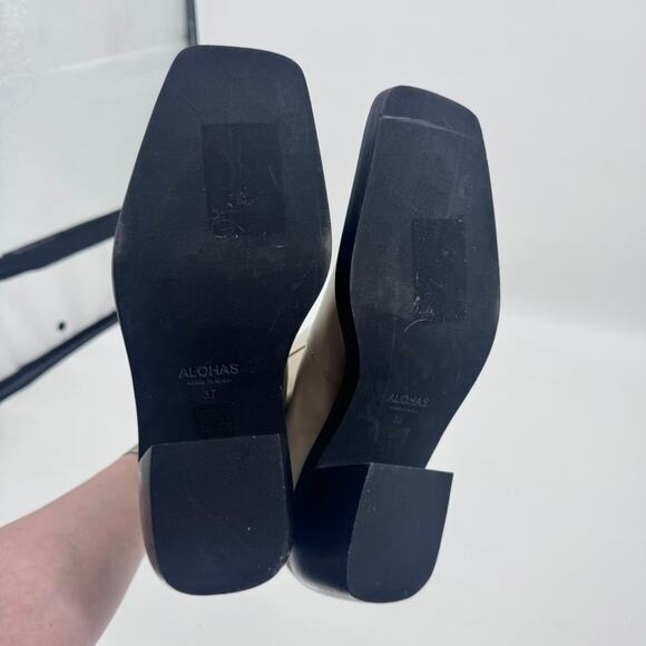 Alohas Boots Short Ranch Leather 7.5 Cream Cowboy - Picture 7 of 8